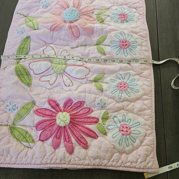 Vtg Pottery Barn Kids Discontinued Green Daisy Garden Full Quilt And 2 Sham Set - Picture 4 of 12